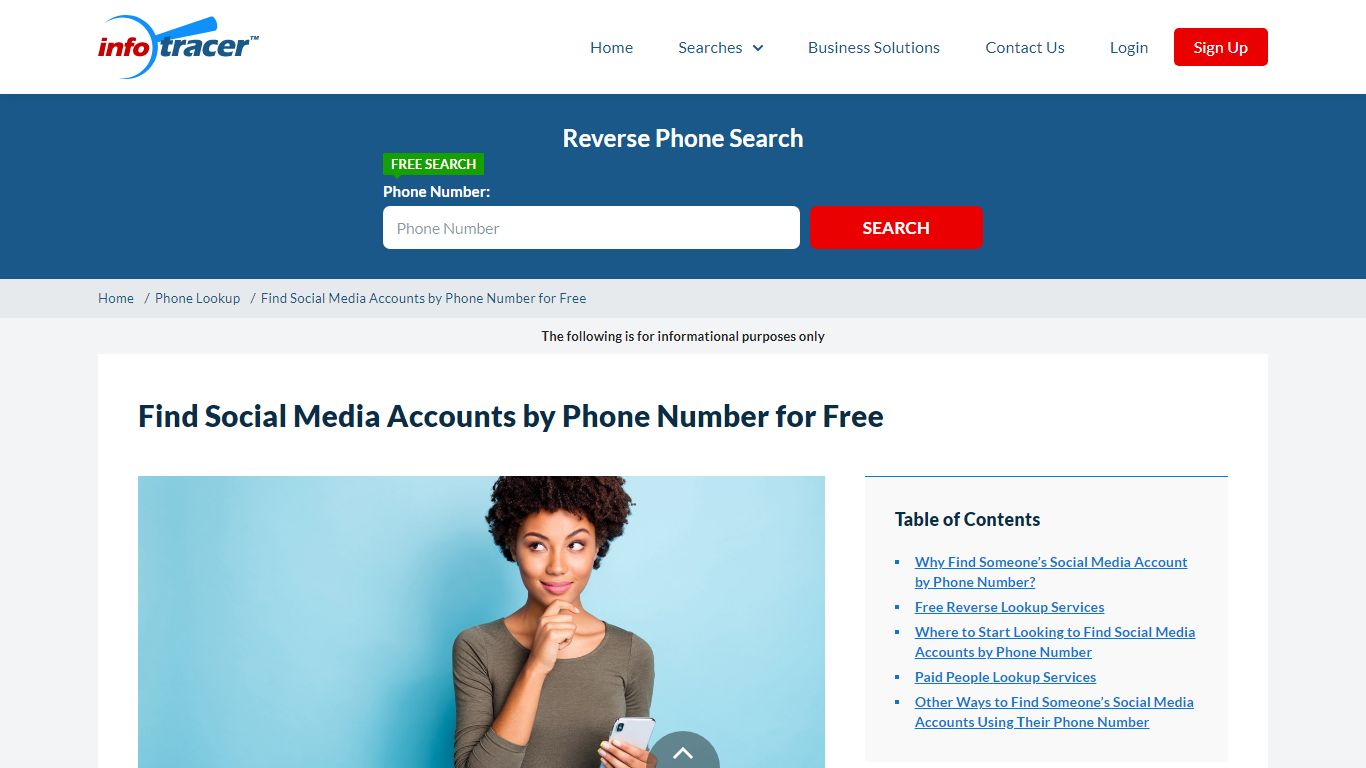 Lookup Social Media Accounts by Phone Number - InfoTracer